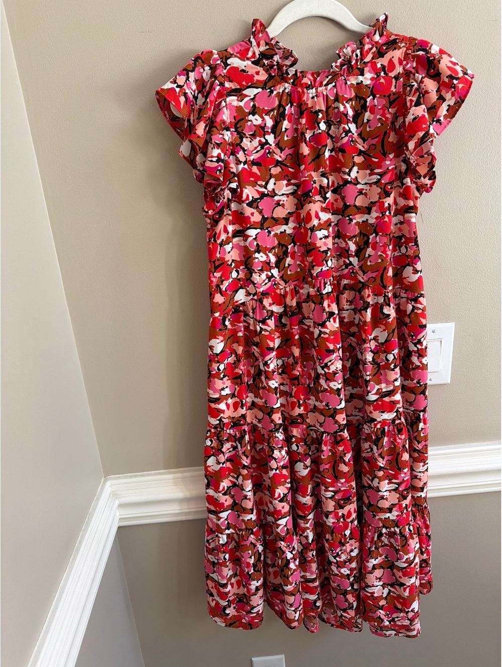 Pinch Lillia Tiered Floral Mock Neck Midi Dress Medium Fall
